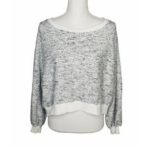 Storia Black White Cropped Boxy Marled Sweater